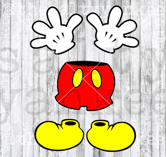 Mouse Hands Pants Feet Shoes Layered Svg And Png File Download Downloads