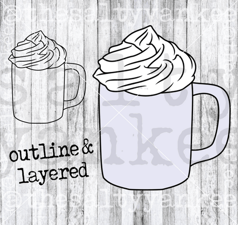 Mug With Whipped Cream Svg And Png File Download Downloads