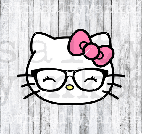 Nerdy Cute Kitty Face Svg And Png File Download Downloads