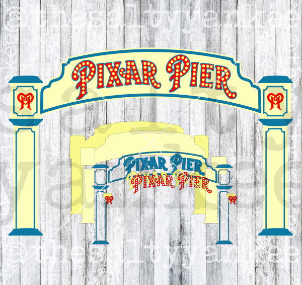 Pixar Pier Boardwalk Sign Entrance Layered Svg And Png File Download