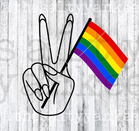 Pride Peace Sign Hand Holding Flag Svg And Png File Download