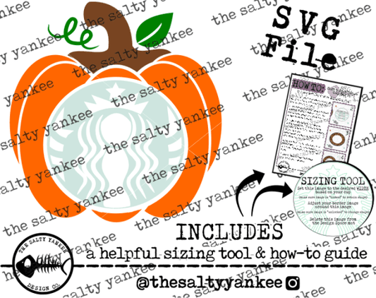 Pumpkin Cutout Fall Autumn Starbucks Cup Logo Border With Sizing Tool Svg And Png File Download