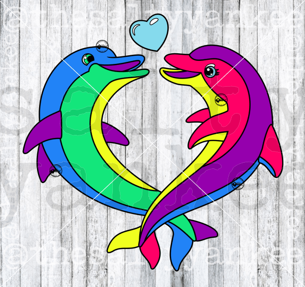 Retro Rainbow Dolphins Svg And Png File Download Downloads