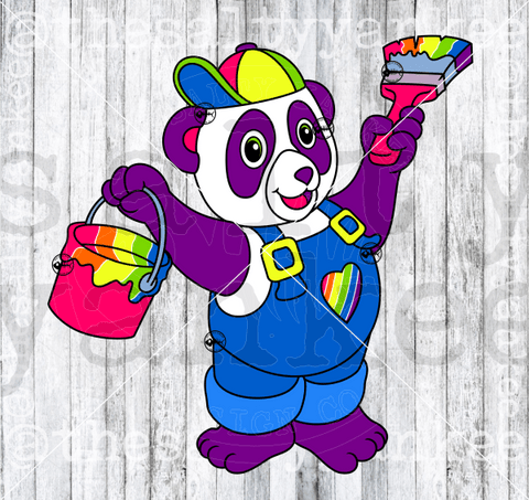 Retro Rainbow Painting Panda Svg And Png File Download Downloads