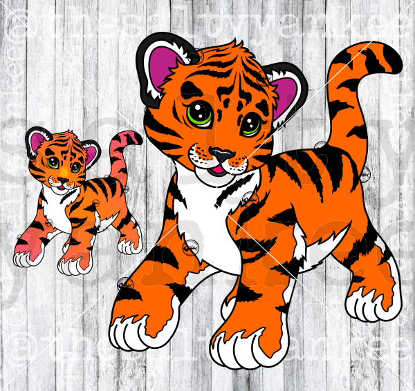 Retro Rainbow Tiger Cub Svg And Png File Download Downloads