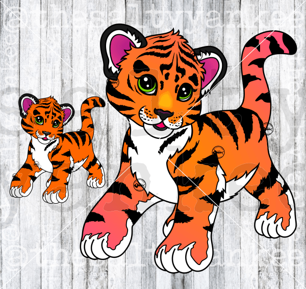 Retro Rainbow Tiger Cub Svg And Png File Download Downloads