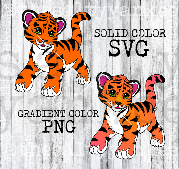 Retro Rainbow Tiger Cub Svg And Png File Download Downloads