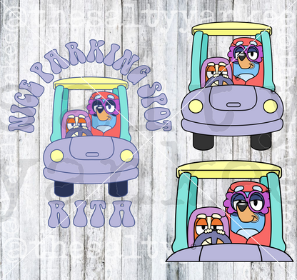 Dog Sisters Dress Up Car SVG and PNG File Download