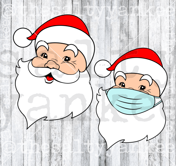 Santa Claus With Face Mask Svg And Png File Download Downloads