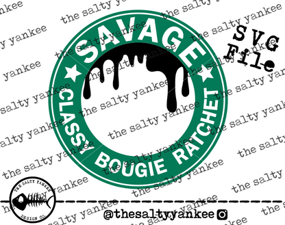 Savage Starbucks Cup Logo Border with Sizing Tool SVG and PNG File Download