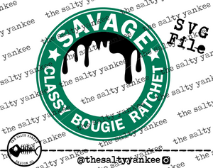 Savage Starbucks Cup Logo Border with Sizing Tool SVG and PNG File Download