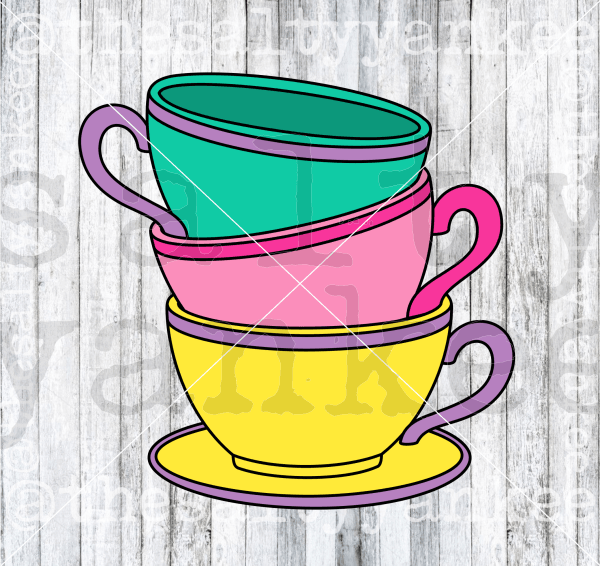 Tea Cups Stacked SVG and PNG File Download – The Salty Yankee