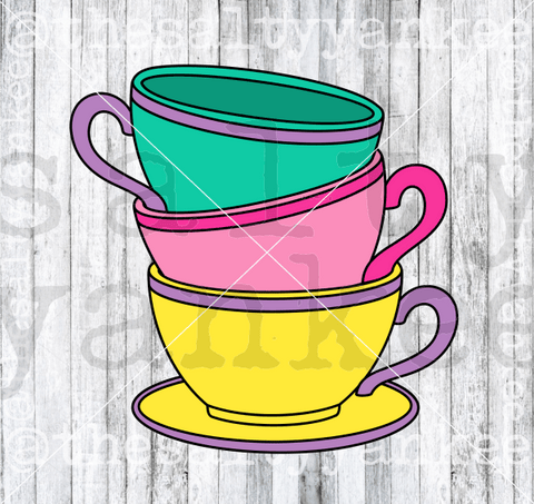 Tea Cups Stacked Svg And Png File Download Downloads