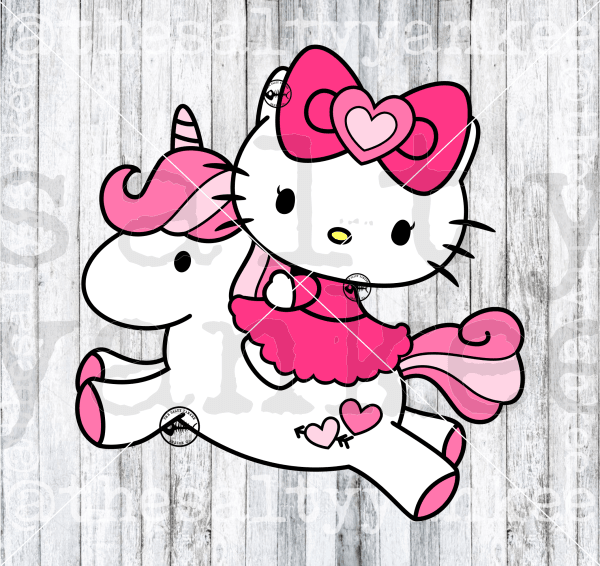 Valentines Cute Kitty On Unicorn Svg And Png File Download Downloads
