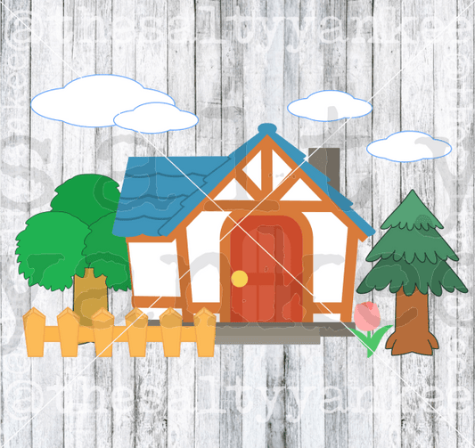 Video Game Inspired House And Landscape Trees Flower Fence Svg Png File Download Downloads