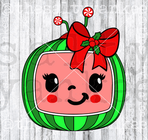 Watermelon In Christmas Girly Bow Svg And Png File Download Downloads