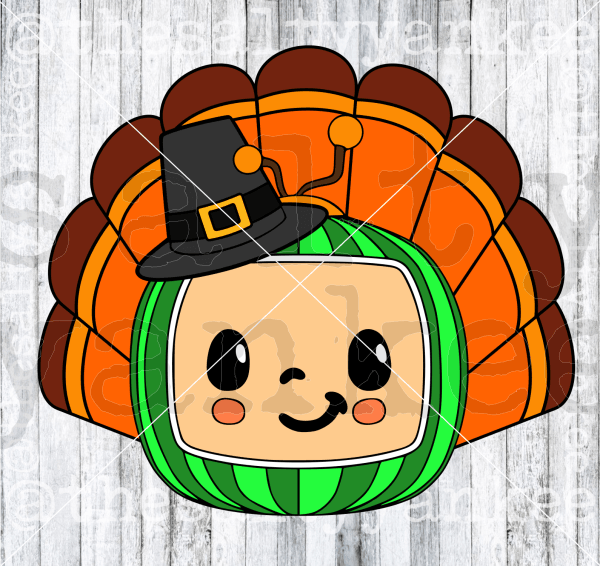 Watermelon In Thanksgiving Turkey Pilgrim Attire Bow Svg And Png File Download Downloads