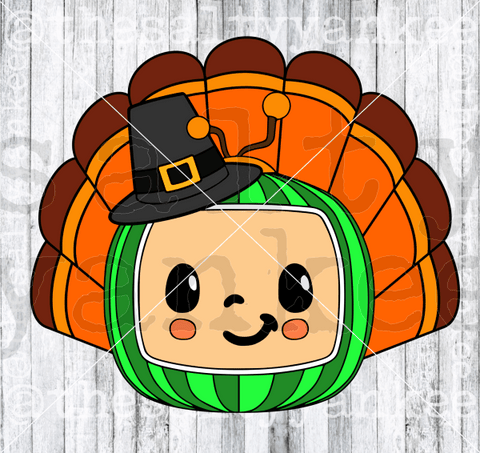 Watermelon In Thanksgiving Turkey Pilgrim Attire Bow Svg And Png File Download Downloads