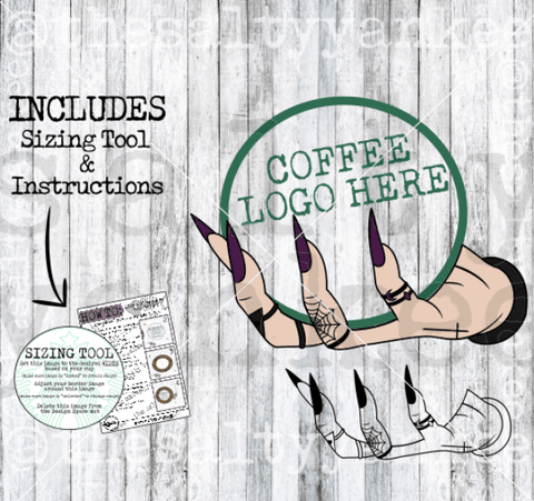 Witch Hand Starbucks Cup Logo Border With Sizing Tool Svg And Png File Download Downloads