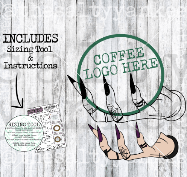 Witch Hand Starbucks Cup Logo Border With Sizing Tool Svg And Png File Download Downloads