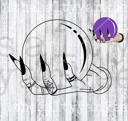 Witch Hand With Tattoos Crystal Ball Halloween Svg And Png File Download Downloads
