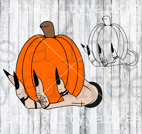 Witch Hand With Tattoos Pumpkin Halloween Svg And Png File Download Downloads