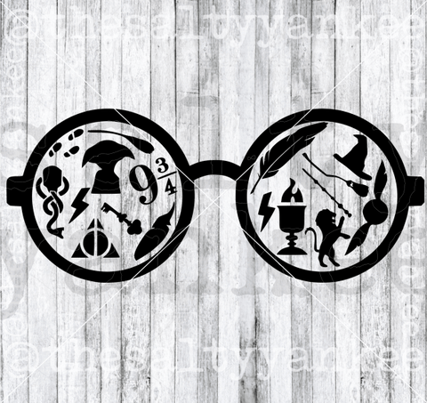 Wizard Glasses Collage With Symbols Svg And Png File Download Downloads