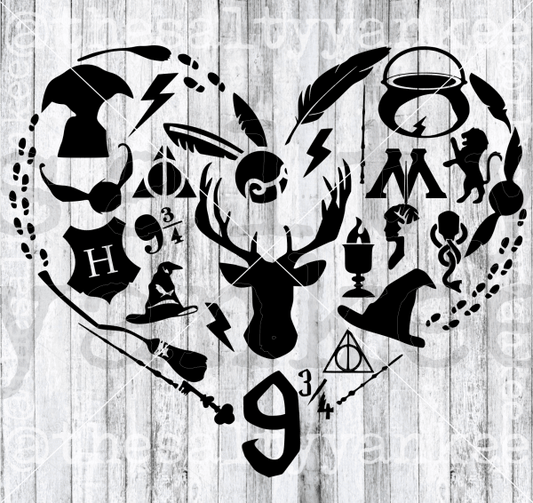 Wizarding Style Symbols In Heart Shape Svg And Png File Download Downloads